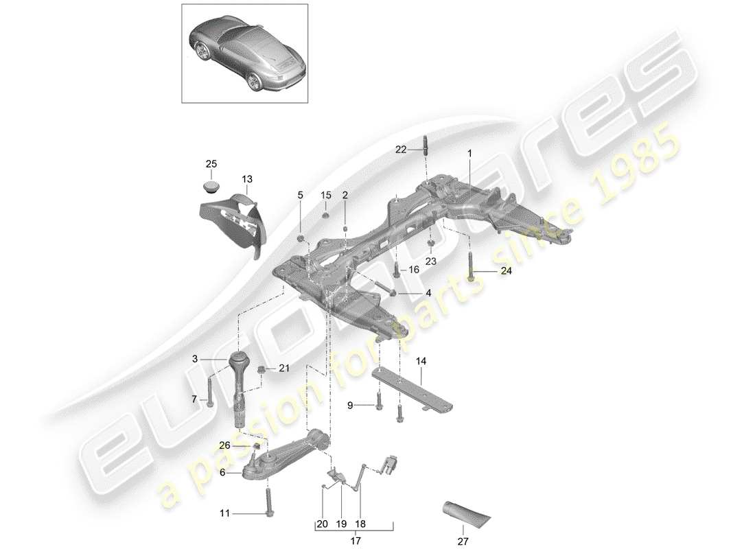 Porsche 991 (2014) CROSS MEMBER Parts Diagram