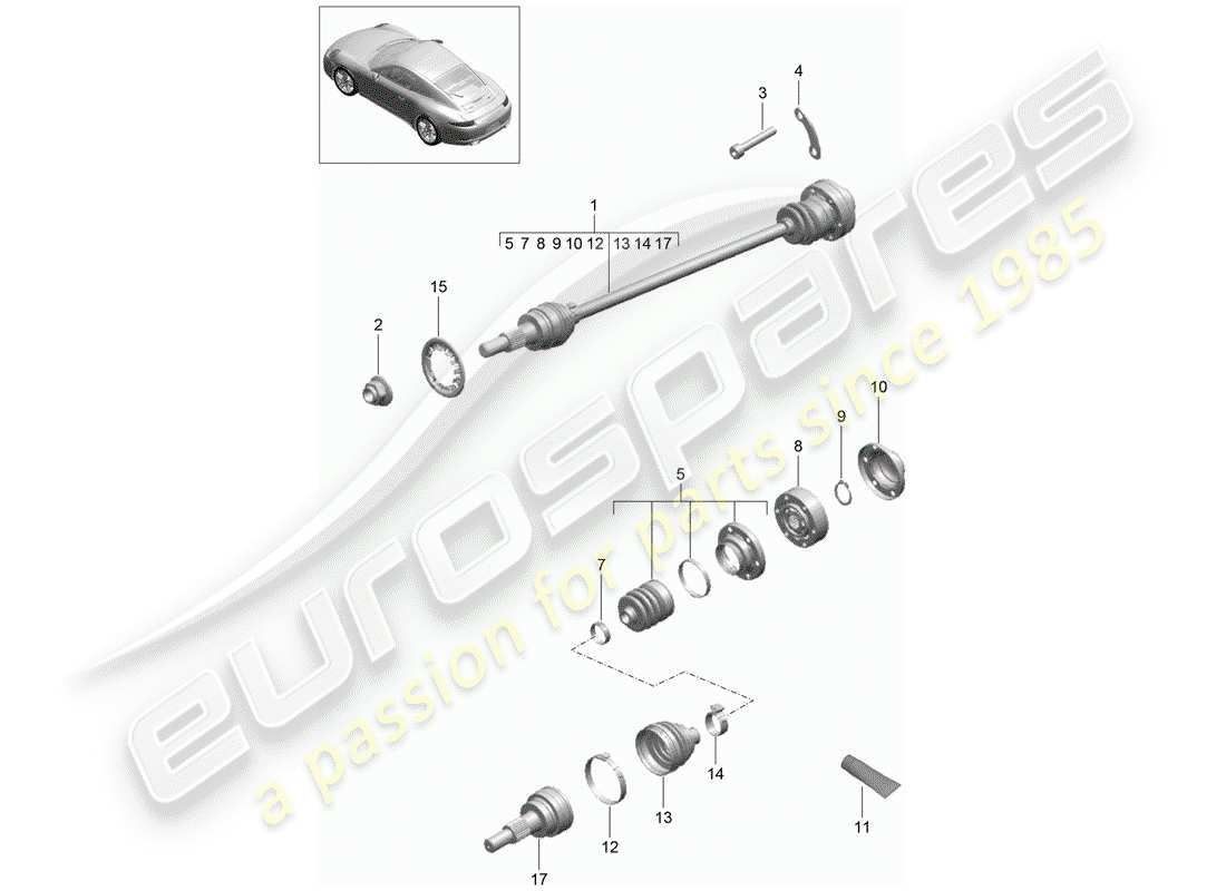 Porsche 991 (2014) DRIVE SHAFT Part Diagram