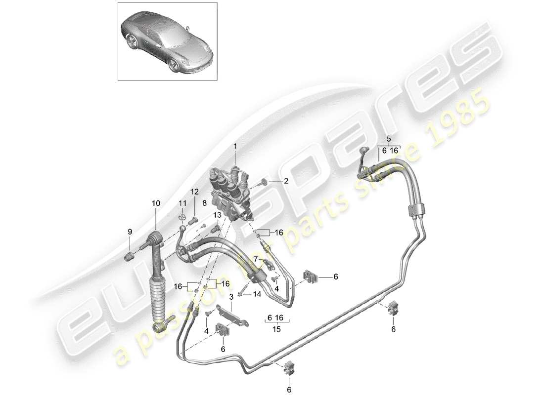 Porsche 991 (2014) lines Parts Diagram