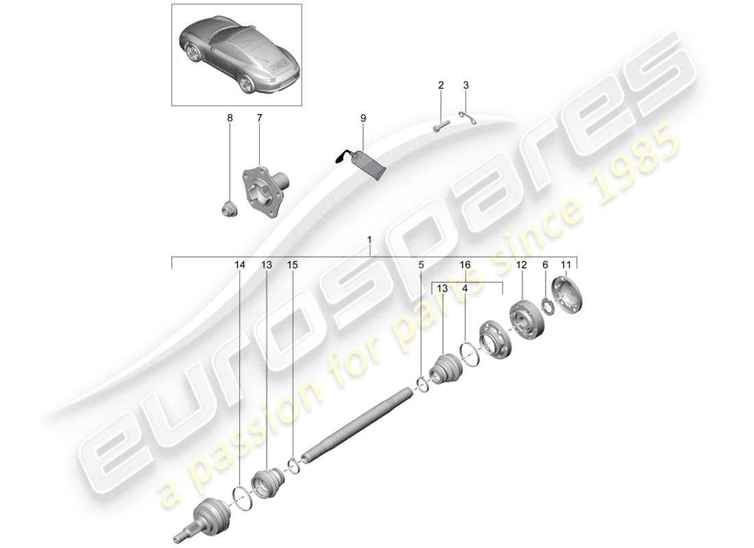 Porsche 991 (2014) DRIVE SHAFT Part Diagram