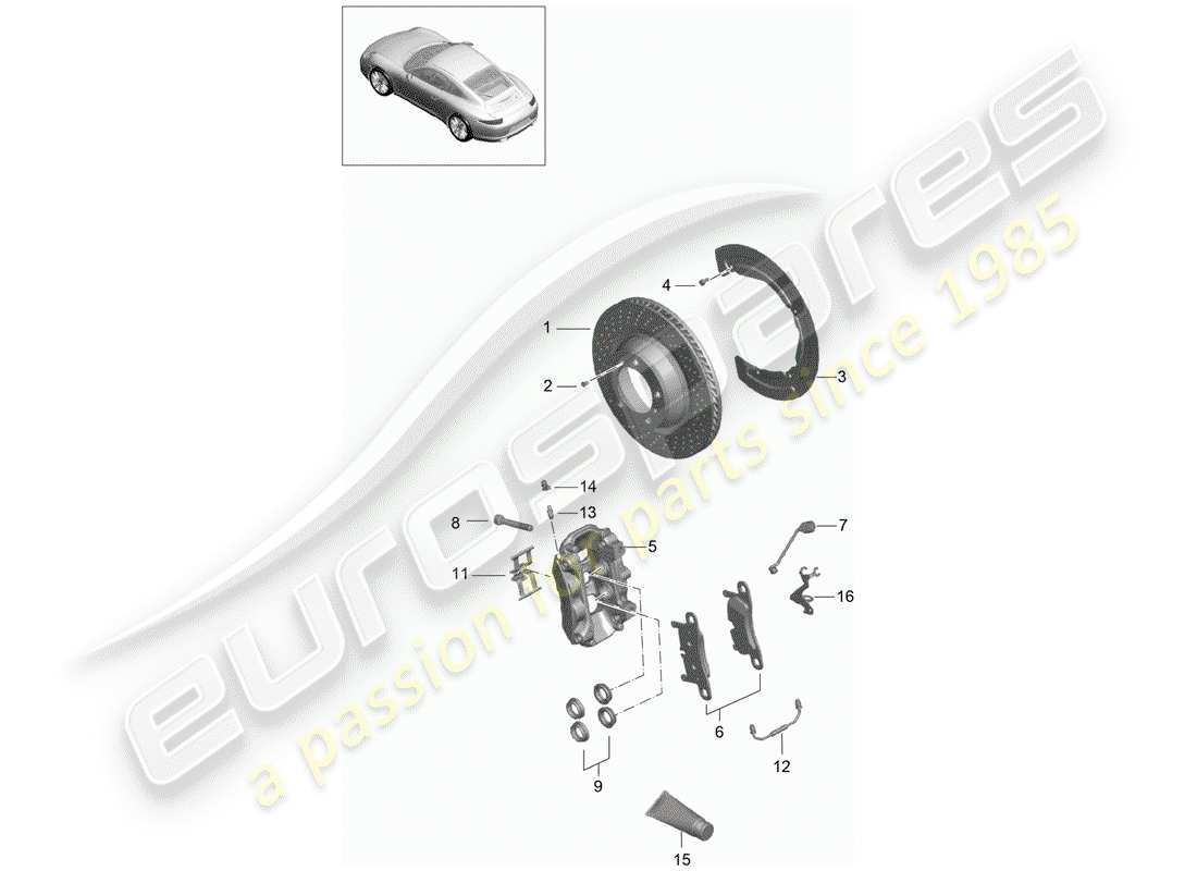 Porsche 991 (2014) disc brakes Part Diagram