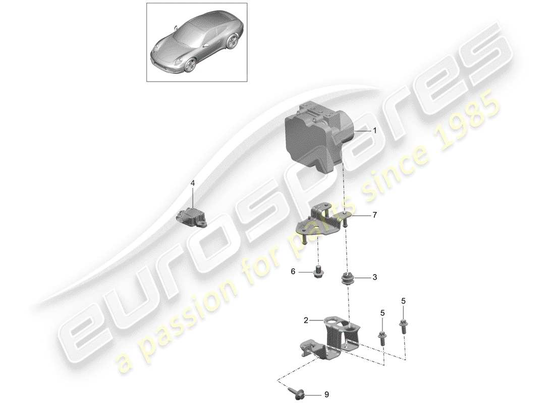 Porsche 991 (2014) hydraulic unit Part Diagram