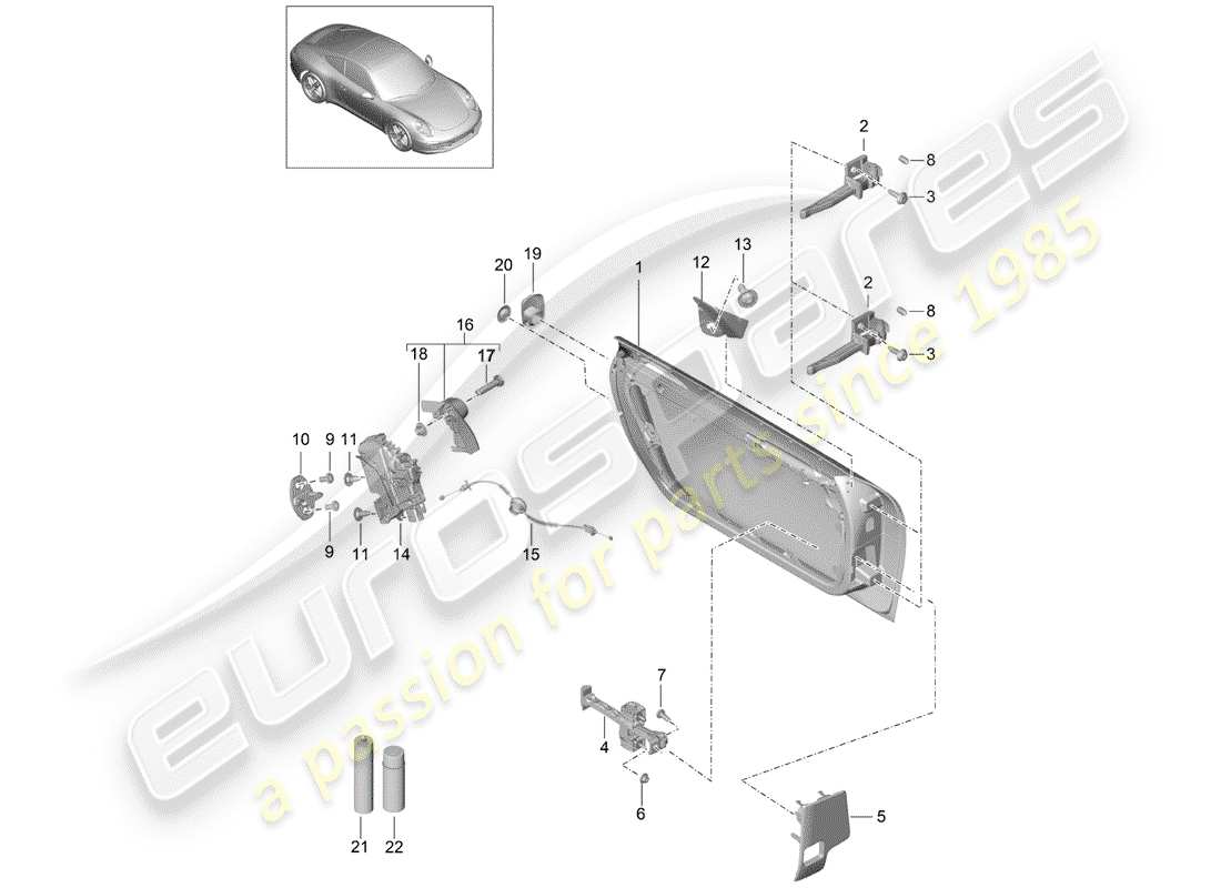 Porsche 991 (2014) DOOR SHELL Parts Diagram