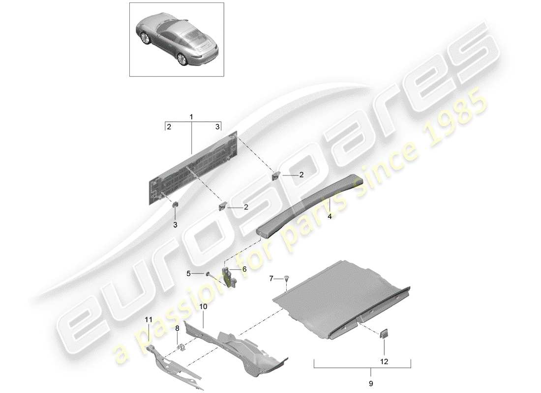 Porsche 991 (2014) LINING Part Diagram