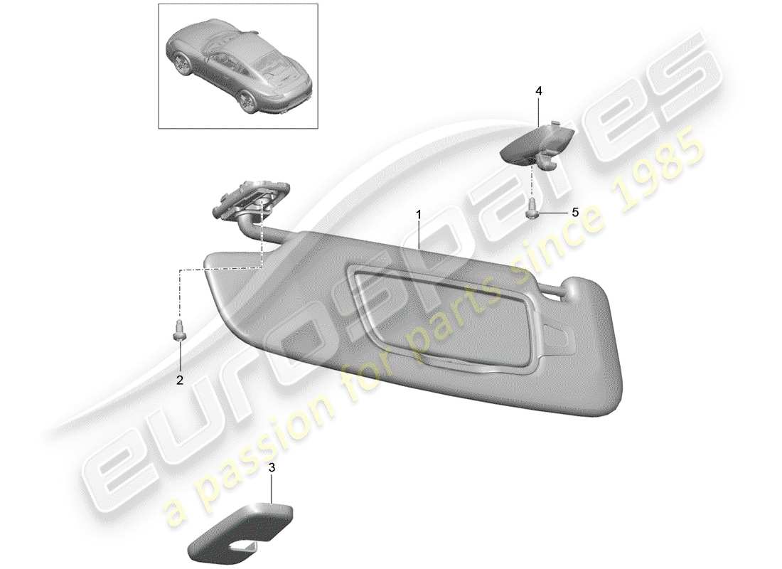 Porsche 991 (2014) SUN VIZORS Parts Diagram