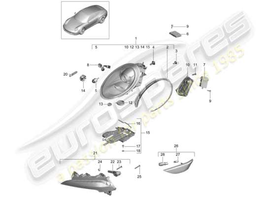 a part diagram from the Porsche 991 parts catalogue