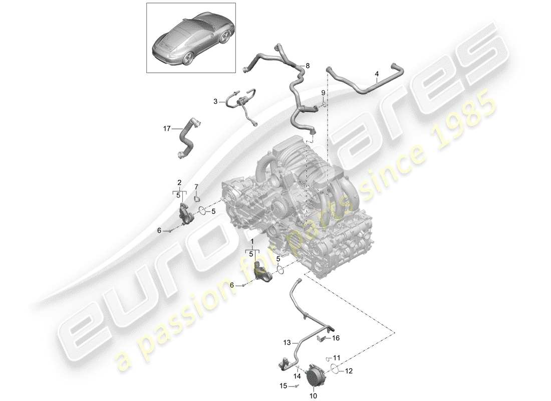 Porsche 991 (2015) crankcase Part Diagram