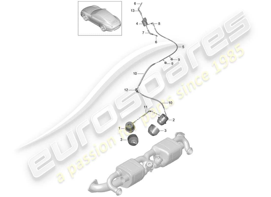 Porsche 991 (2015) Exhaust System Part Diagram