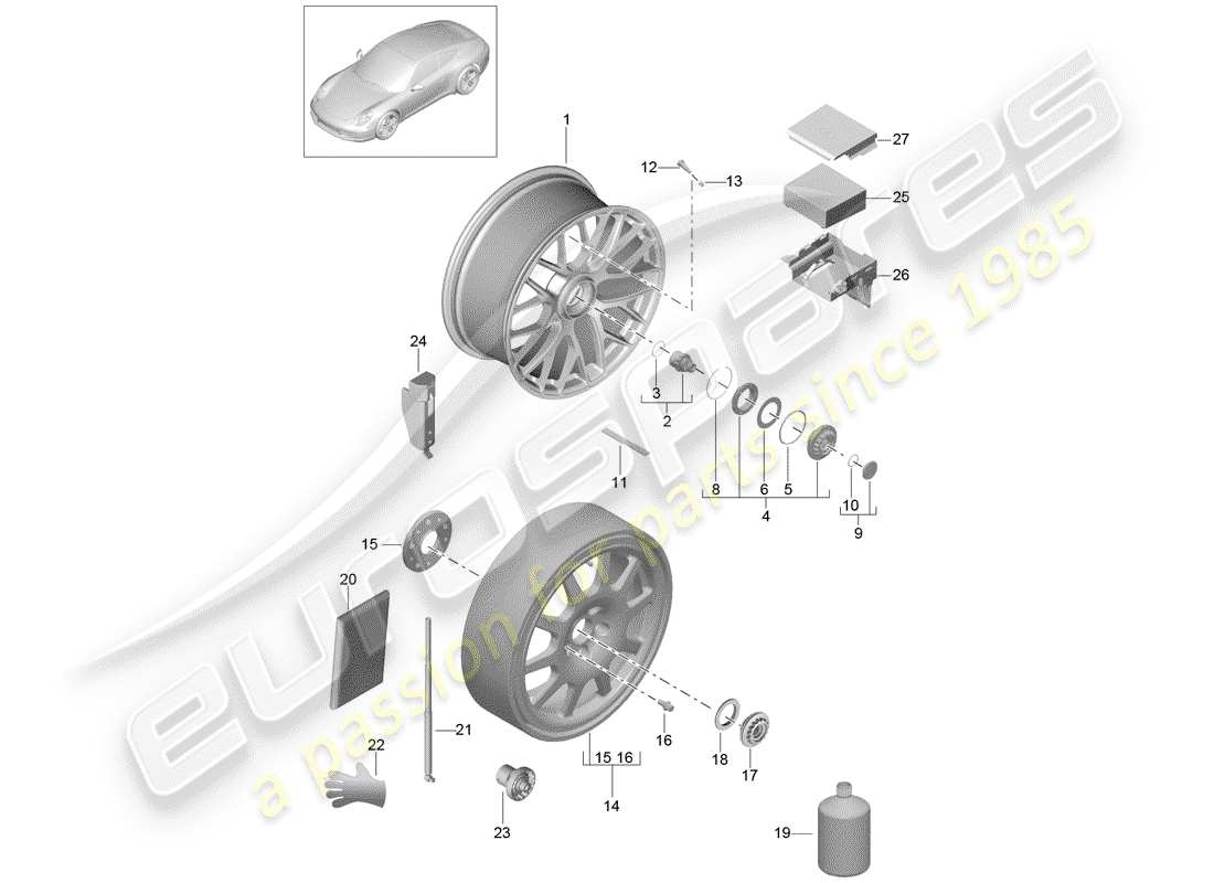 Porsche 991 (2015) Wheels Part Diagram