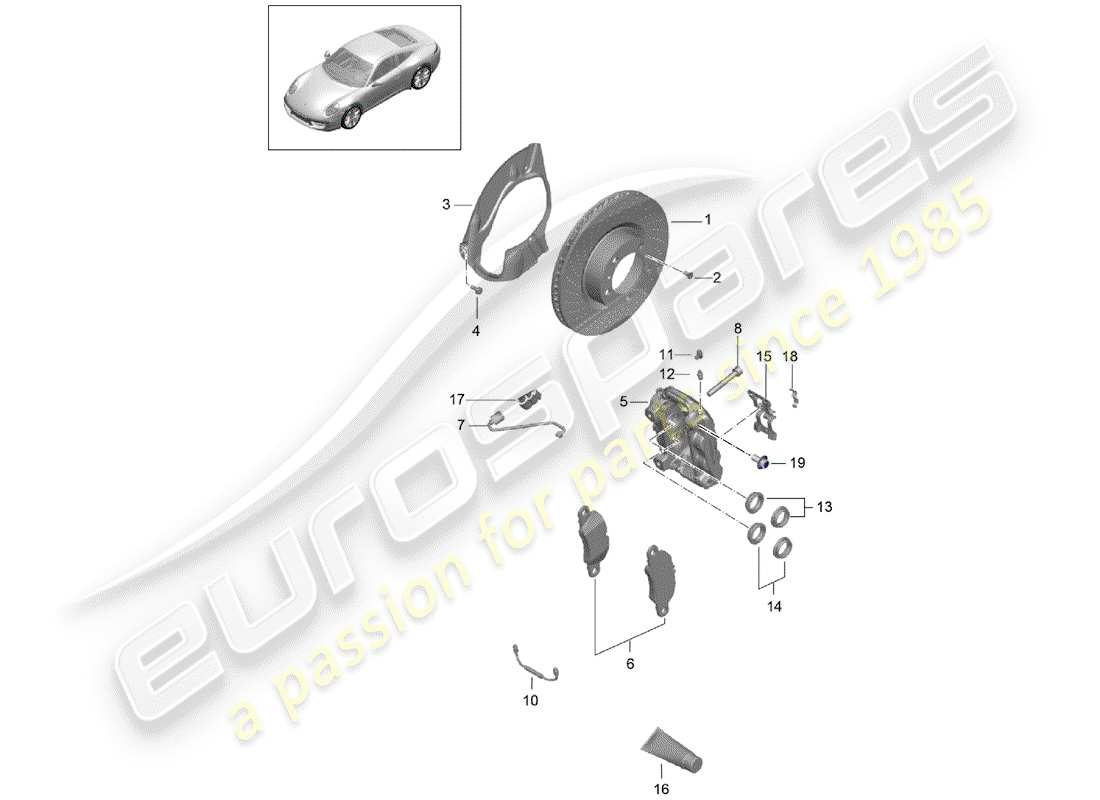 Porsche 991 (2015) disc brakes Part Diagram