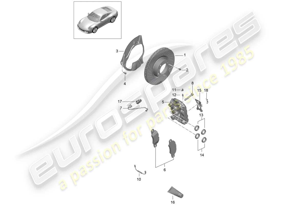 Porsche 991 (2015) disc brakes Part Diagram