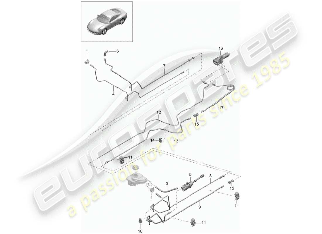 Porsche 991 (2015) hydraulic clutch Part Diagram