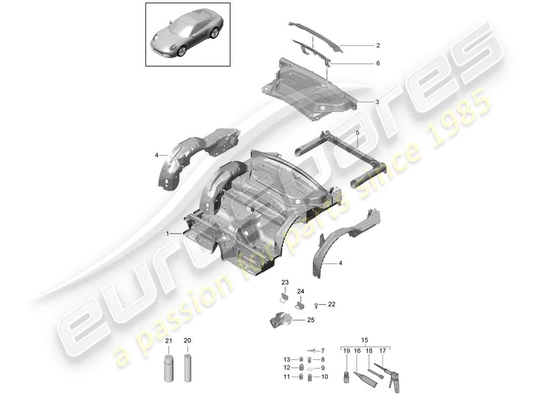 Porsche 991 (2015) REAR END Part Diagram