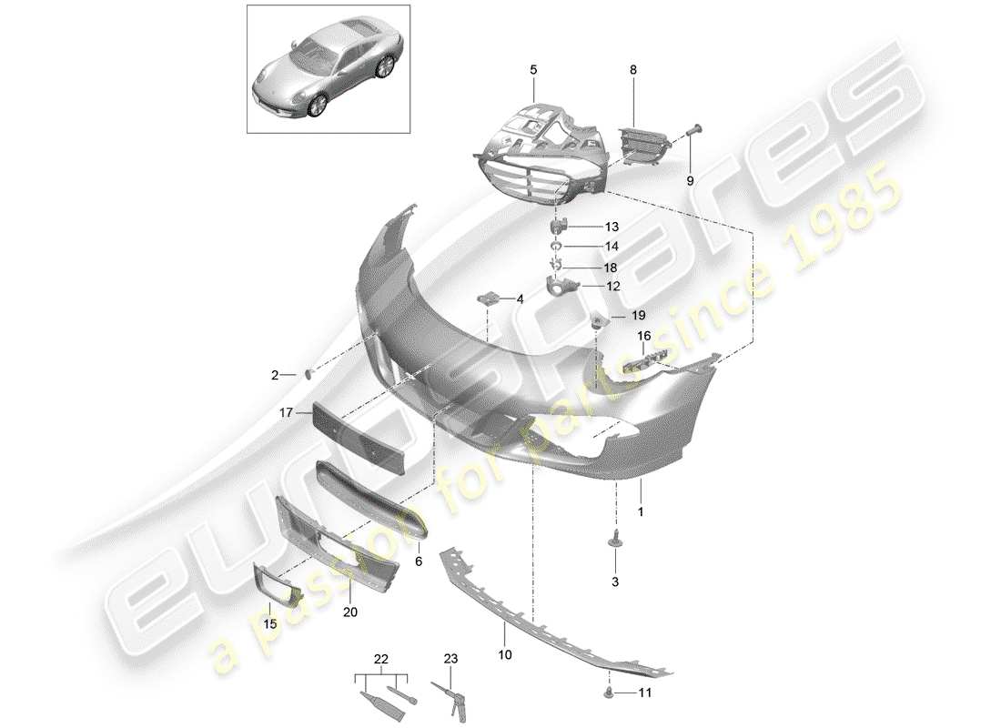 Porsche 991 (2015) BUMPER Part Diagram