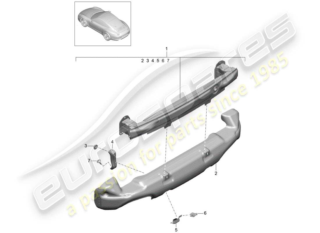 Porsche 991 (2015) BUMPER BRACKET Part Diagram