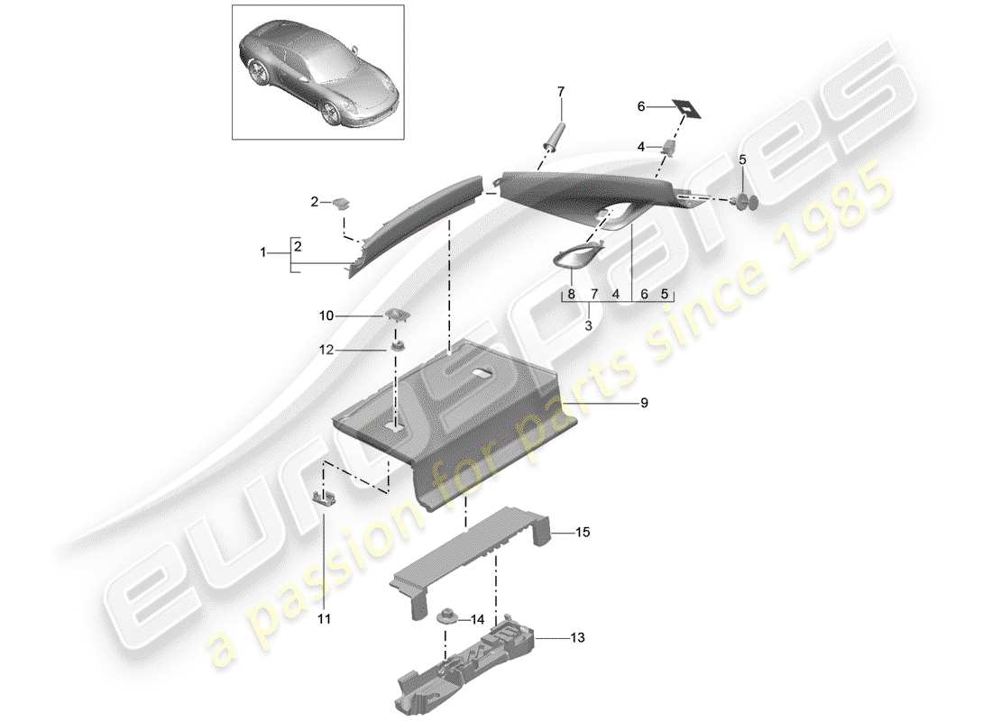 Porsche 991 (2015) trims Part Diagram