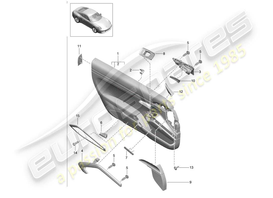 Porsche 991 (2015) DOOR PANEL Part Diagram