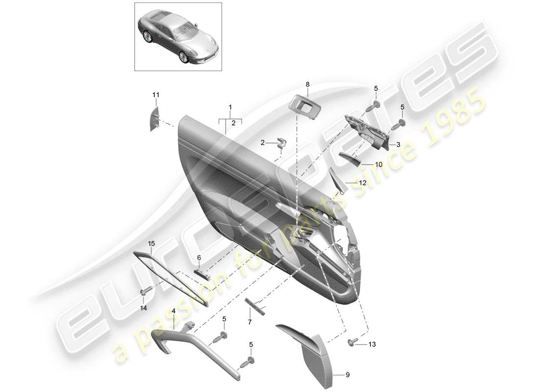 Porsche 991 (2015) DOOR TRIM PANEL (LEATHERETTE) Part Diagram