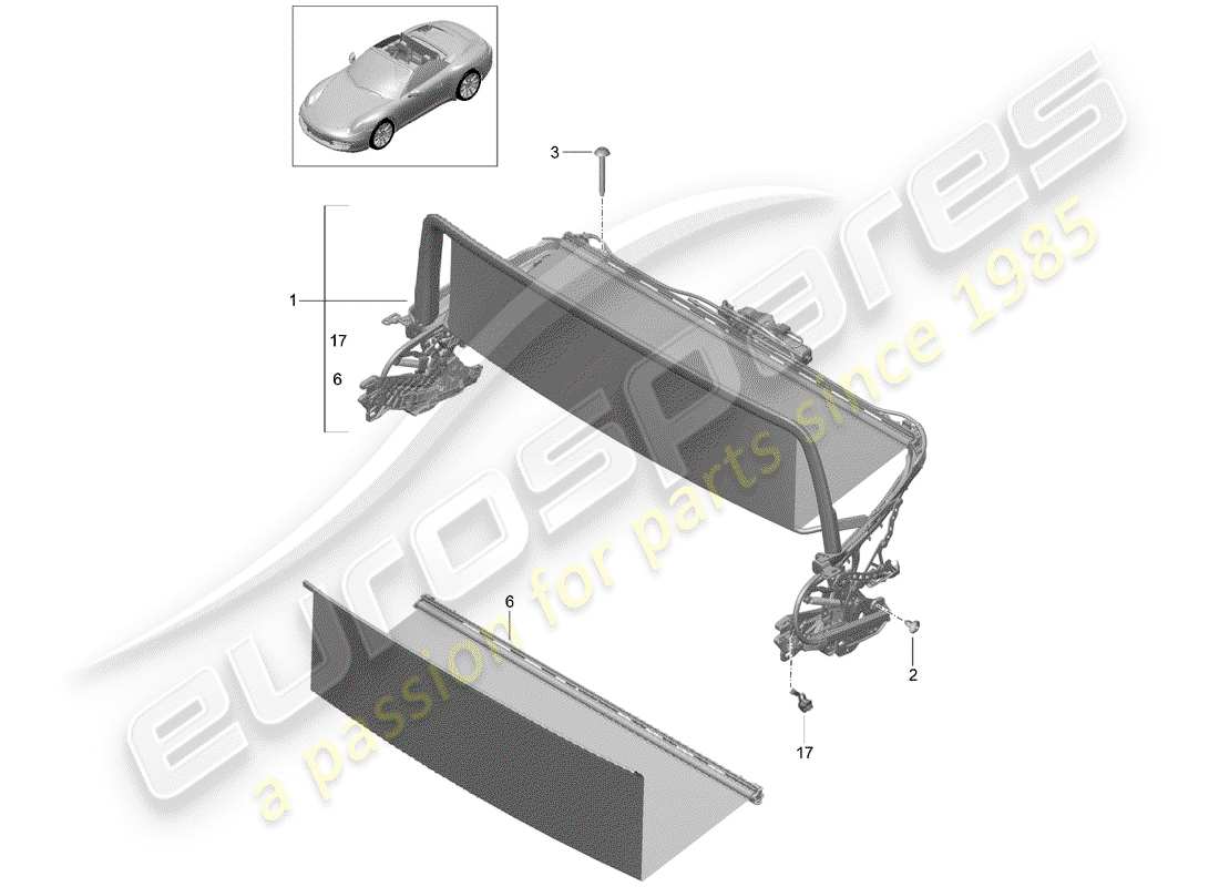 Porsche 991 (2015) WINDSCREEN Part Diagram