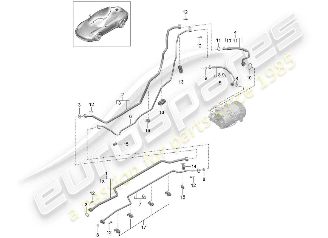 Porsche 991 (2015) REFRIGERANT CIRCUIT Part Diagram