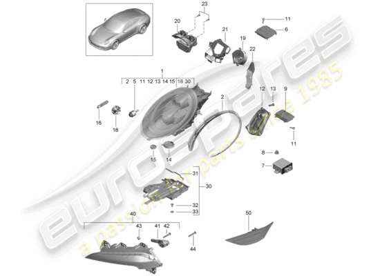 a part diagram from the Porsche 991 parts catalogue