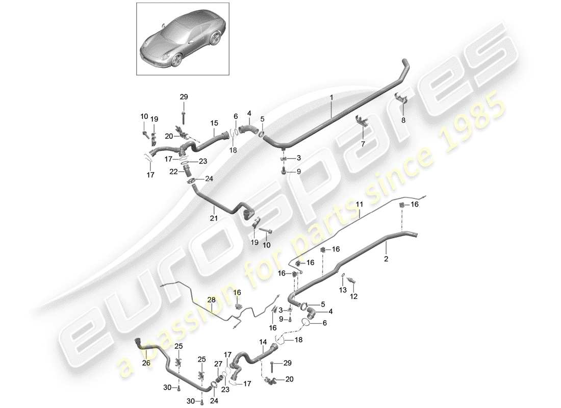 Porsche 991 (2016) water cooling 2 Part Diagram