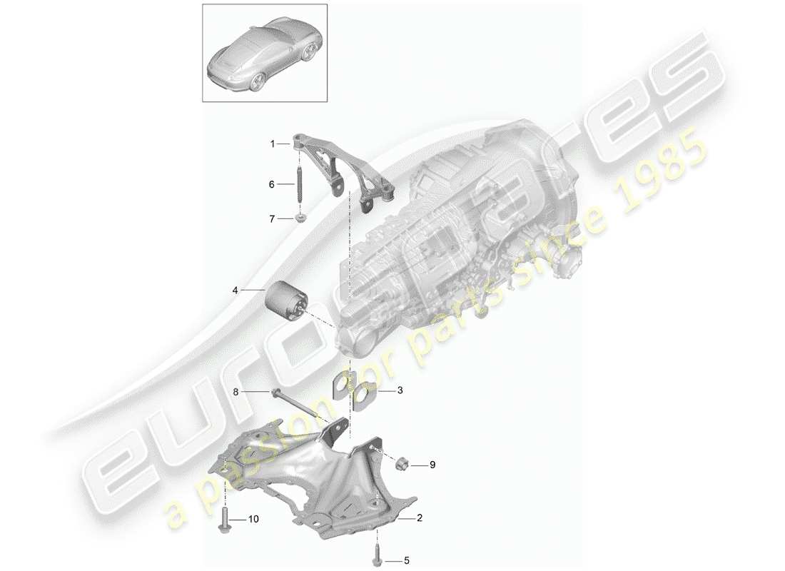 Porsche 991 (2016) TRANSMISSION SUSPENSION Part Diagram