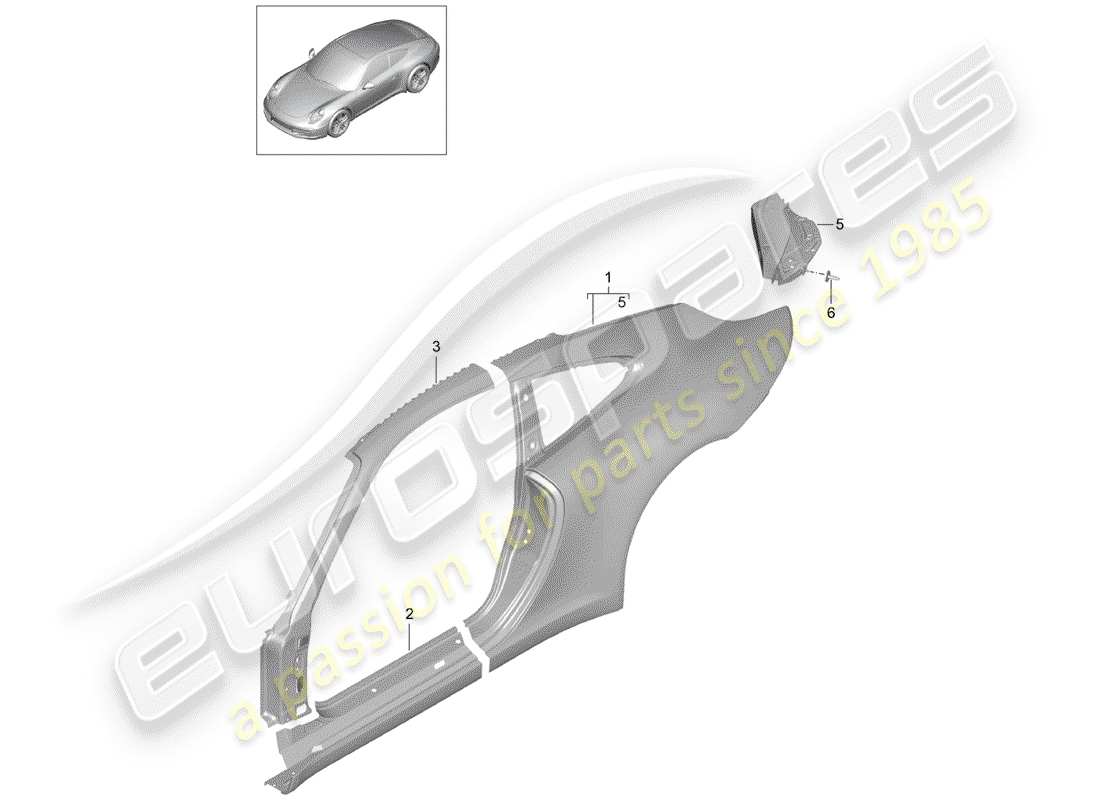 Porsche 991 (2016) SIDE PANEL Part Diagram