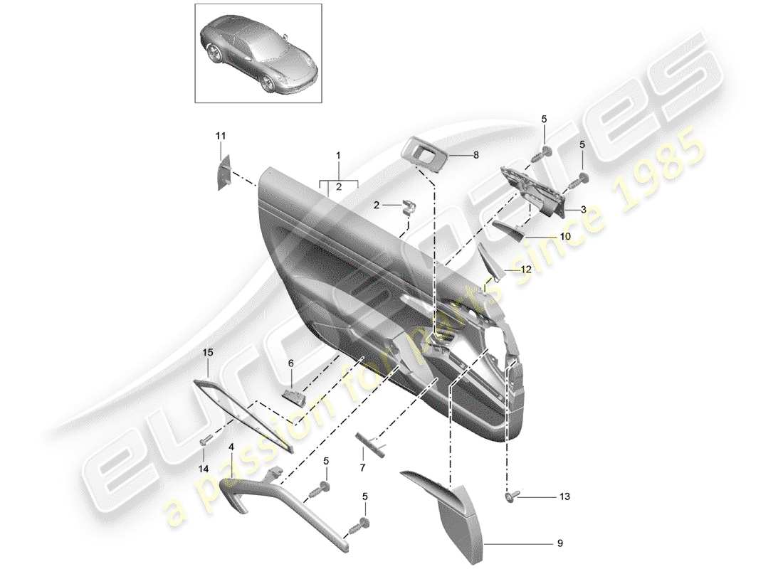 Porsche 991 (2016) DOOR PANEL Part Diagram