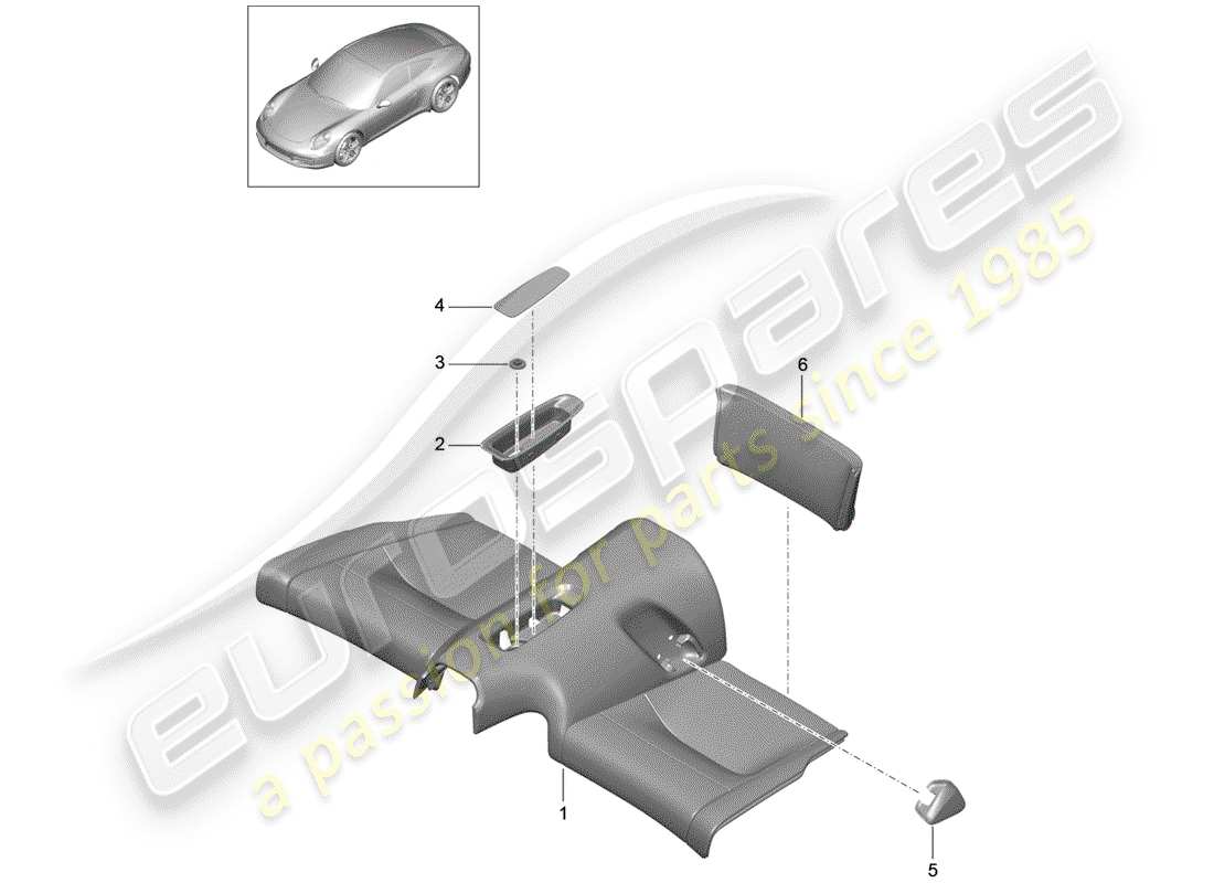 Porsche 991 (2016) REAR SEAT Part Diagram