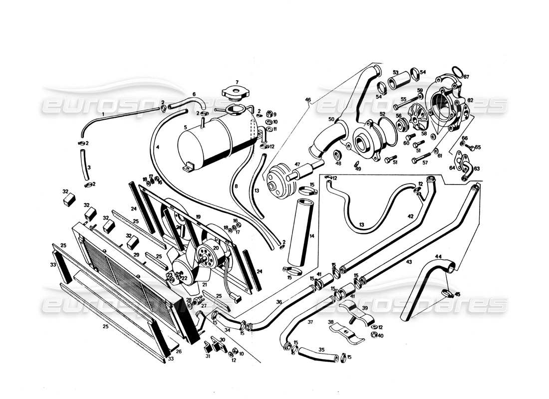 Maserati Bora engine cooling Parts Diagram