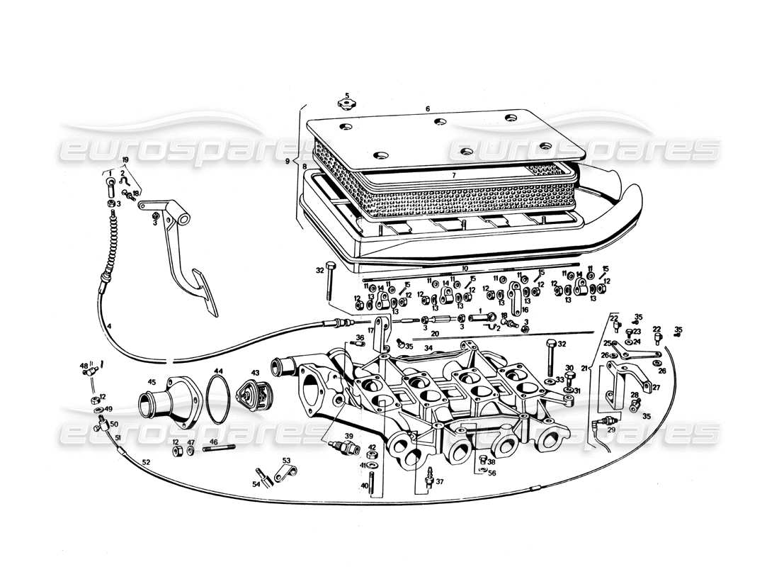 Maserati Bora Air intake maninifold and filter Part Diagram