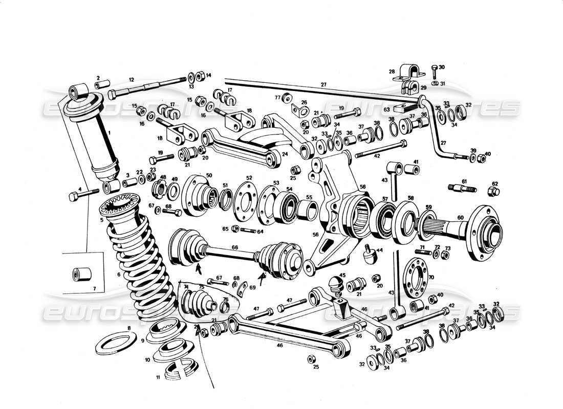 Maserati Bora Rear Suspension Parts Diagram