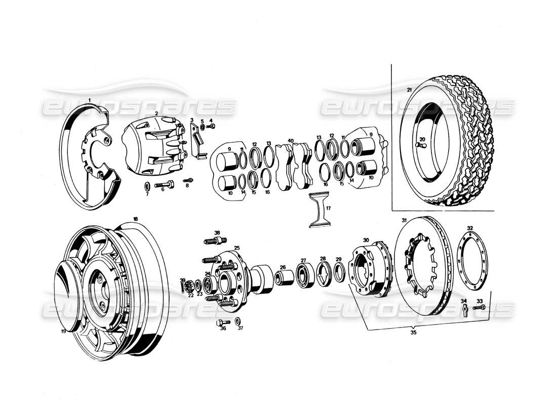 Maserati Bora Front Cooled Brakes Part Diagram