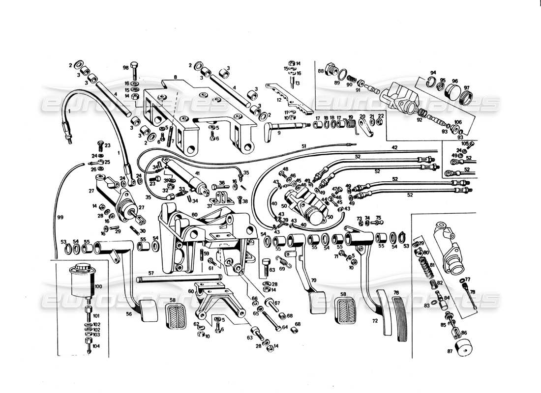 Maserati Bora Pedals Parts Diagram