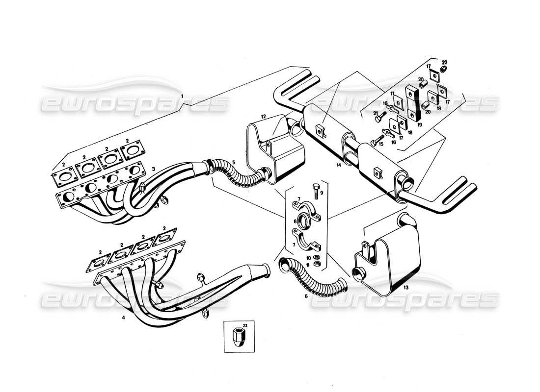 Maserati Bora Exhaust pipes Parts Diagram