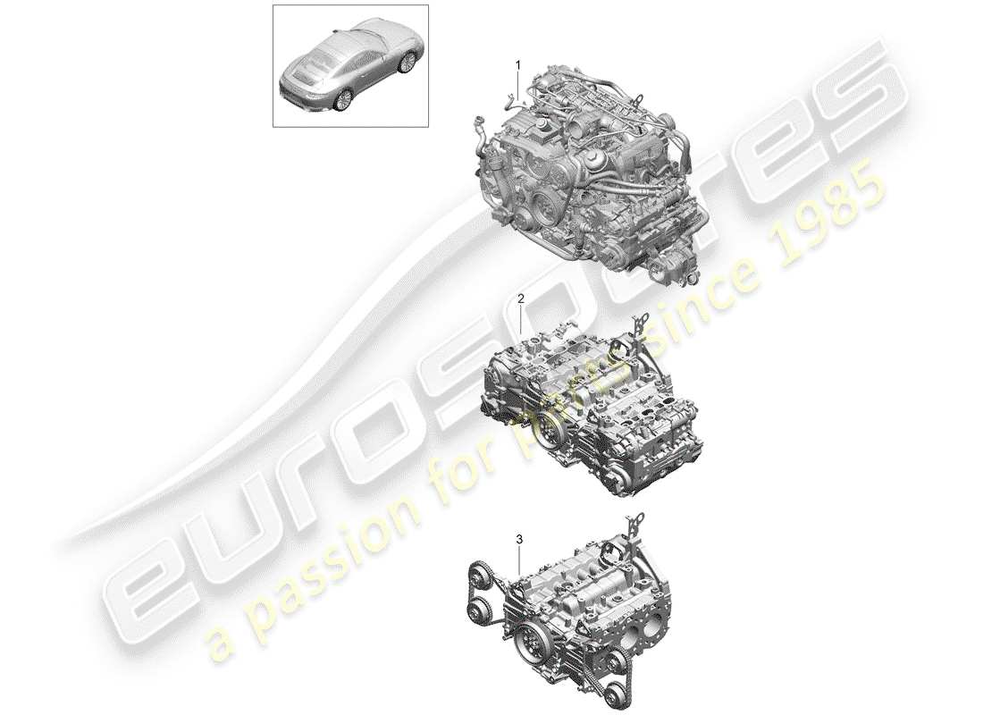 Porsche 991 Gen. 2 (2017) REPLACEMENT ENGINE Part Diagram