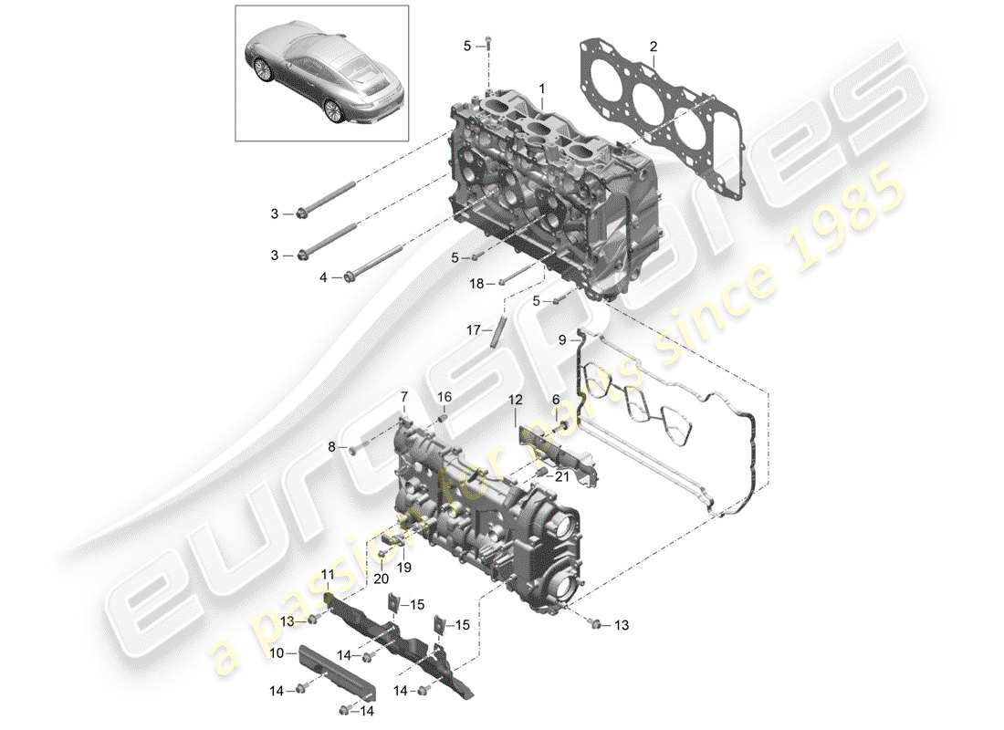 Porsche 991 Gen. 2 (2017) CYLINDER HEAD Part Diagram