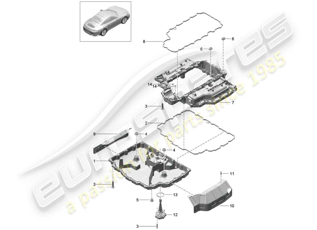 Porsche 991 Gen. 2 (2017) OIL PAN Part Diagram