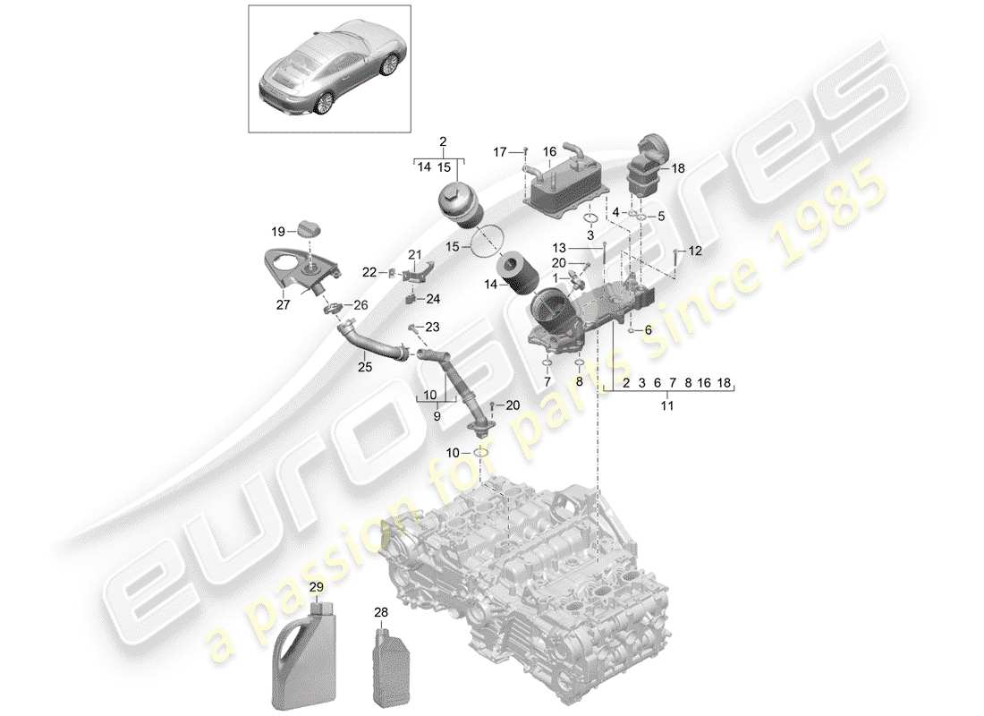 Porsche 991 Gen. 2 (2017) ENGINE (OIL PRESS./LUBRICA.) Part Diagram