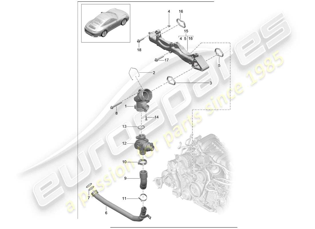 Porsche 991 Gen. 2 (2017) sub-frame Part Diagram