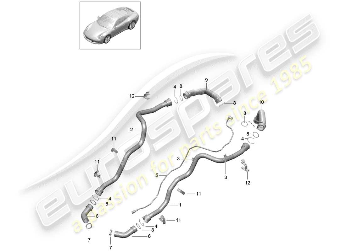 Porsche 991 Gen. 2 (2017) water cooling Part Diagram