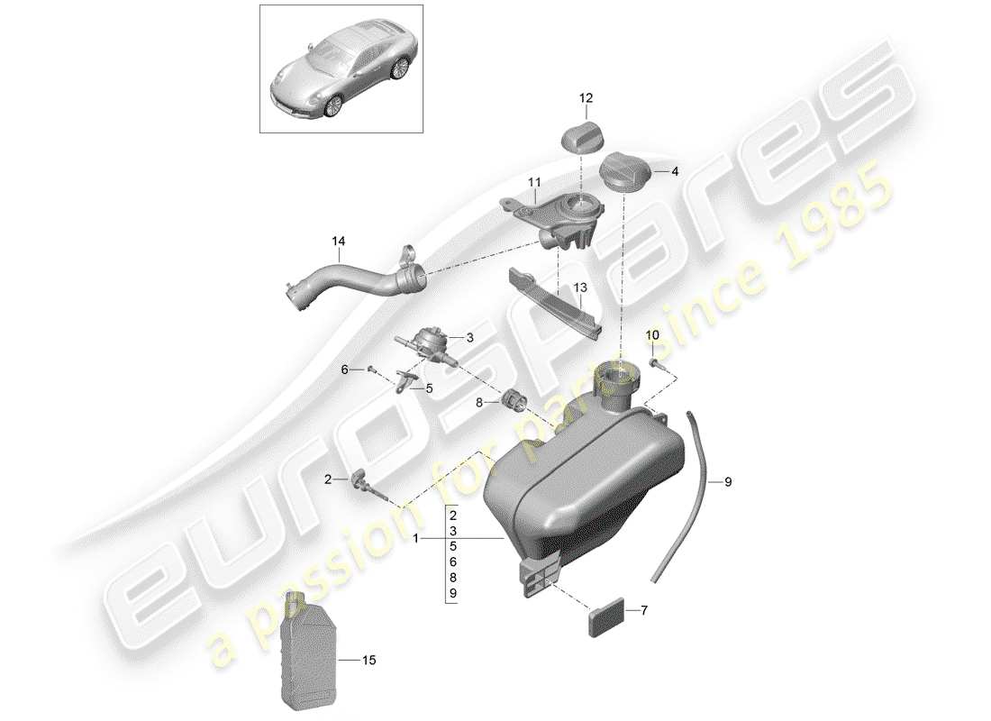 Porsche 991 Gen. 2 (2017) water cooling Part Diagram