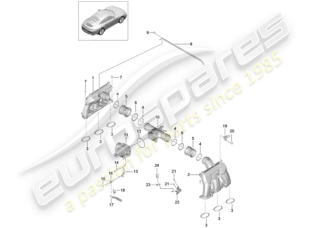 Porsche 991 Gen. 2 (2017) intake air distributor Part Diagram