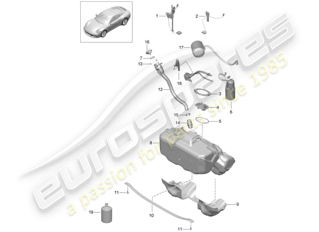 Porsche 991 Gen. 2 (2017) FUEL TANK Part Diagram