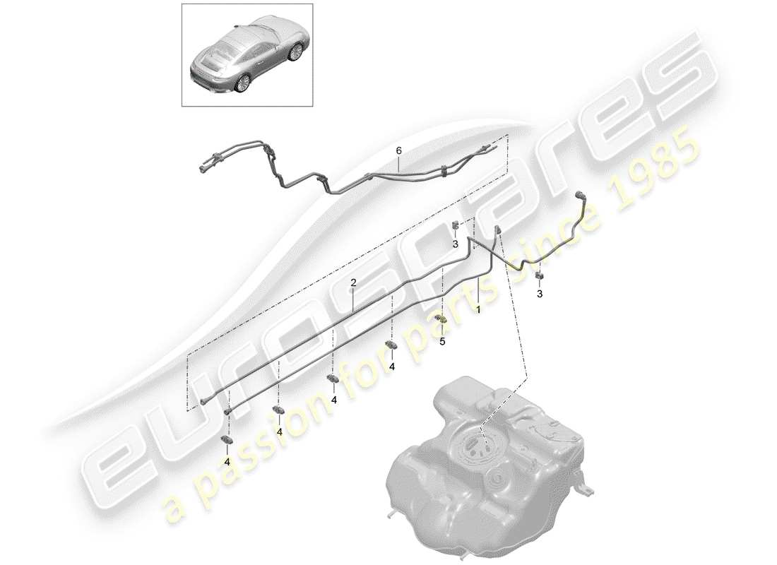 Porsche 991 Gen. 2 (2017) FUEL LINE Part Diagram