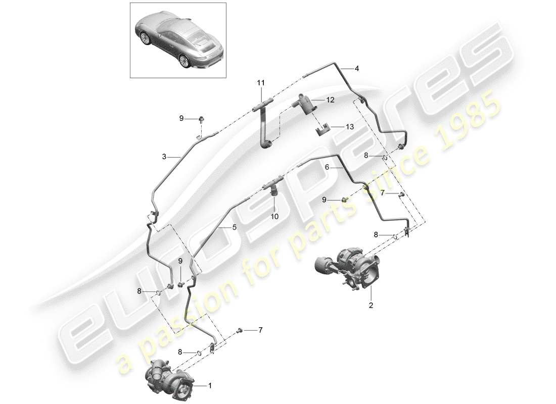 Porsche 991 Gen. 2 (2017) EXHAUST GAS TURBOCHARGER Part Diagram