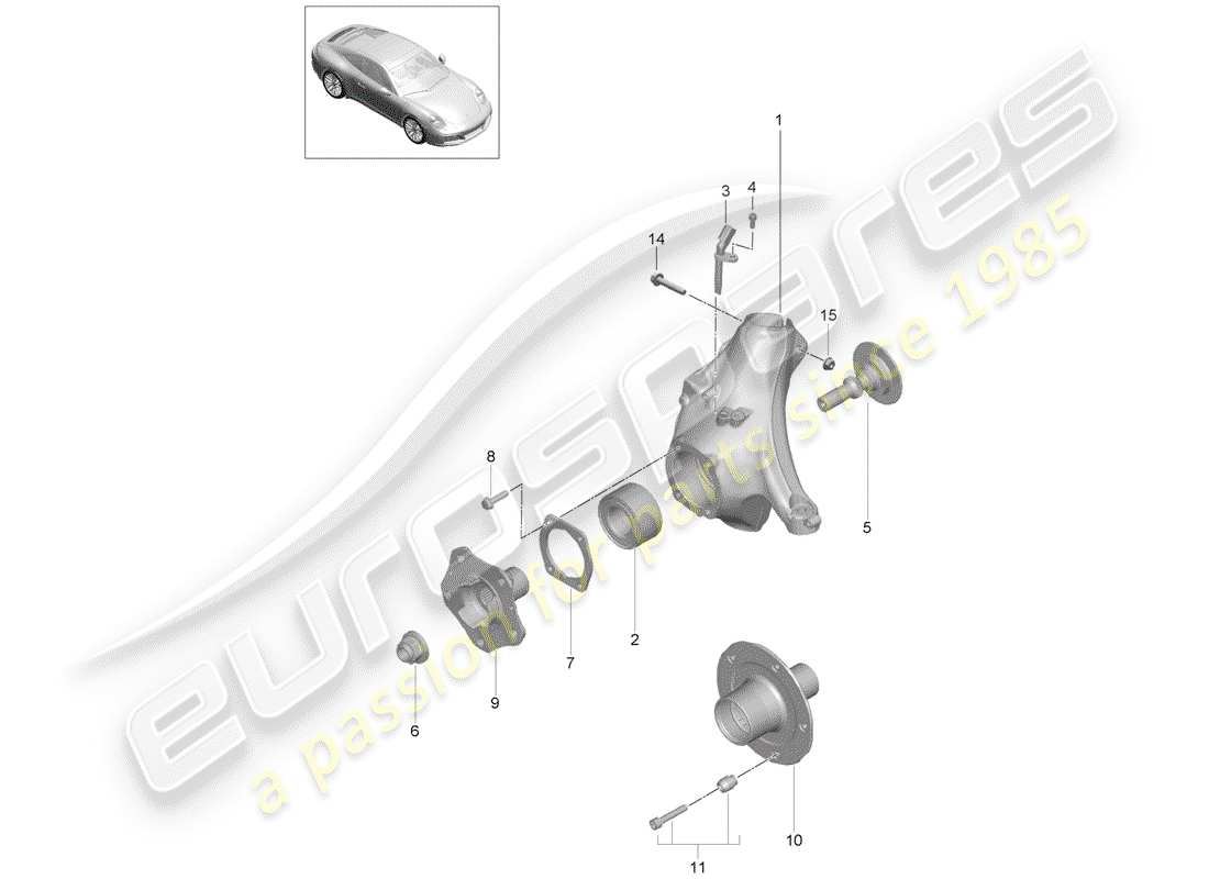 Porsche 991 Gen. 2 (2017) wheel carrier Part Diagram