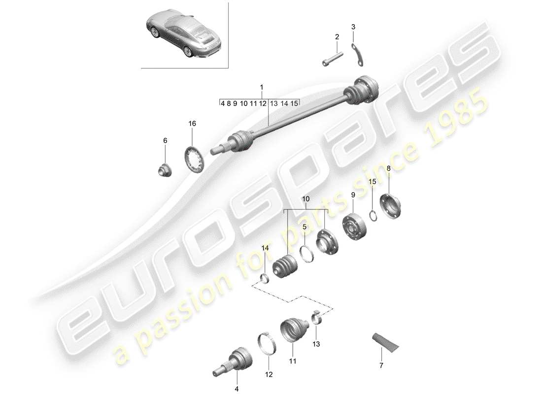 Porsche 991 Gen. 2 (2017) DRIVE SHAFT Part Diagram