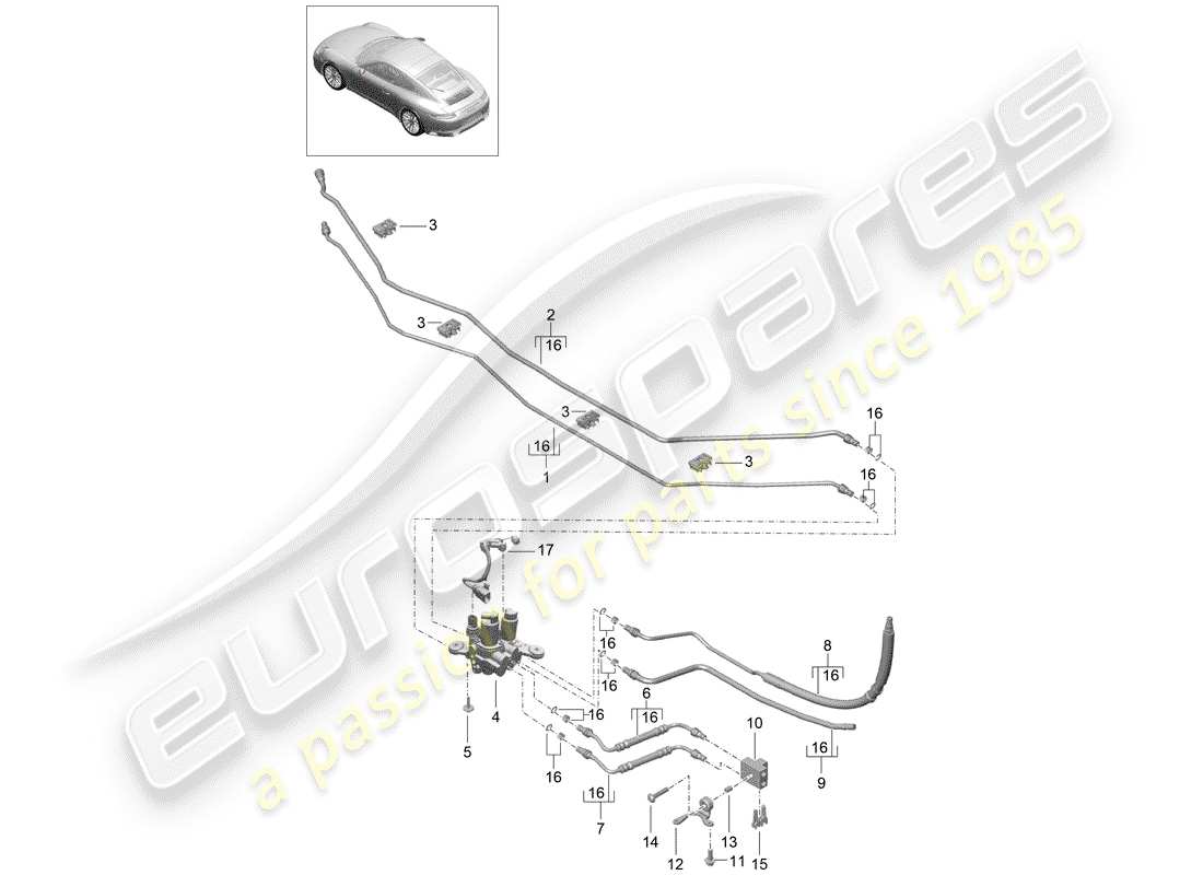 Porsche 991 Gen. 2 (2017) hydraulic line Part Diagram